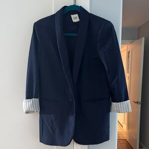 GAP Women’s Dark Blue Blazer with Striped Cuffs